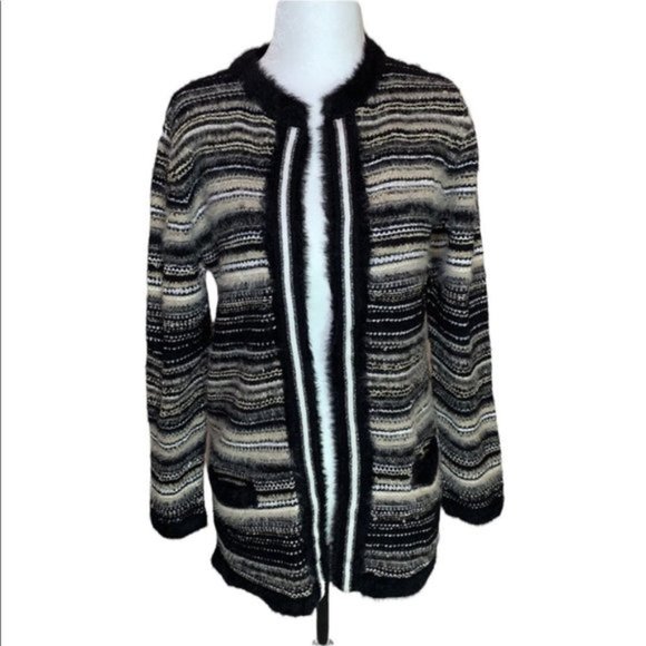 𝅺Olsen Europe Chunky Knit Sweater Casual Striped Cardigan Size XS - Picture 2 of 8